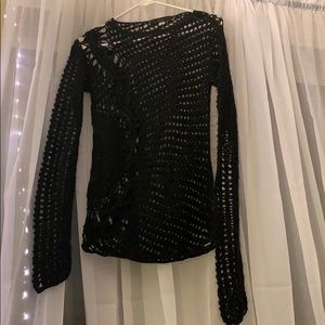 Black crochet sweater